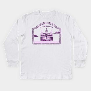 Cambodia - Purple Print Edition Kids Long Sleeve T-Shirt